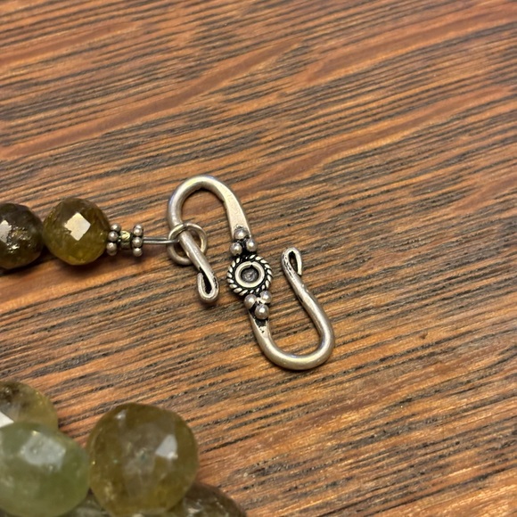 Faceted Grossular Green Garnet Briolette Necklace with Sterling S hook clasp - Picture 4 of 8